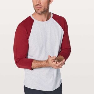 Lululemon Bodhi 3/4 Sleeve Tee - Heathered Core Ultra Light Grey / Oxblood
